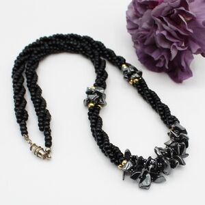 Vintage seed bead and hematite necklace